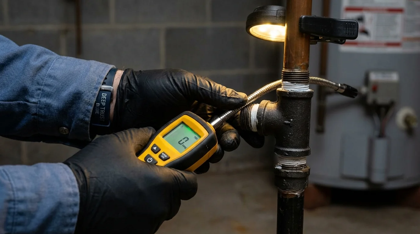 Gas leak detection with electronic sniffer by Johns Plumbing LLC in Gibsonville