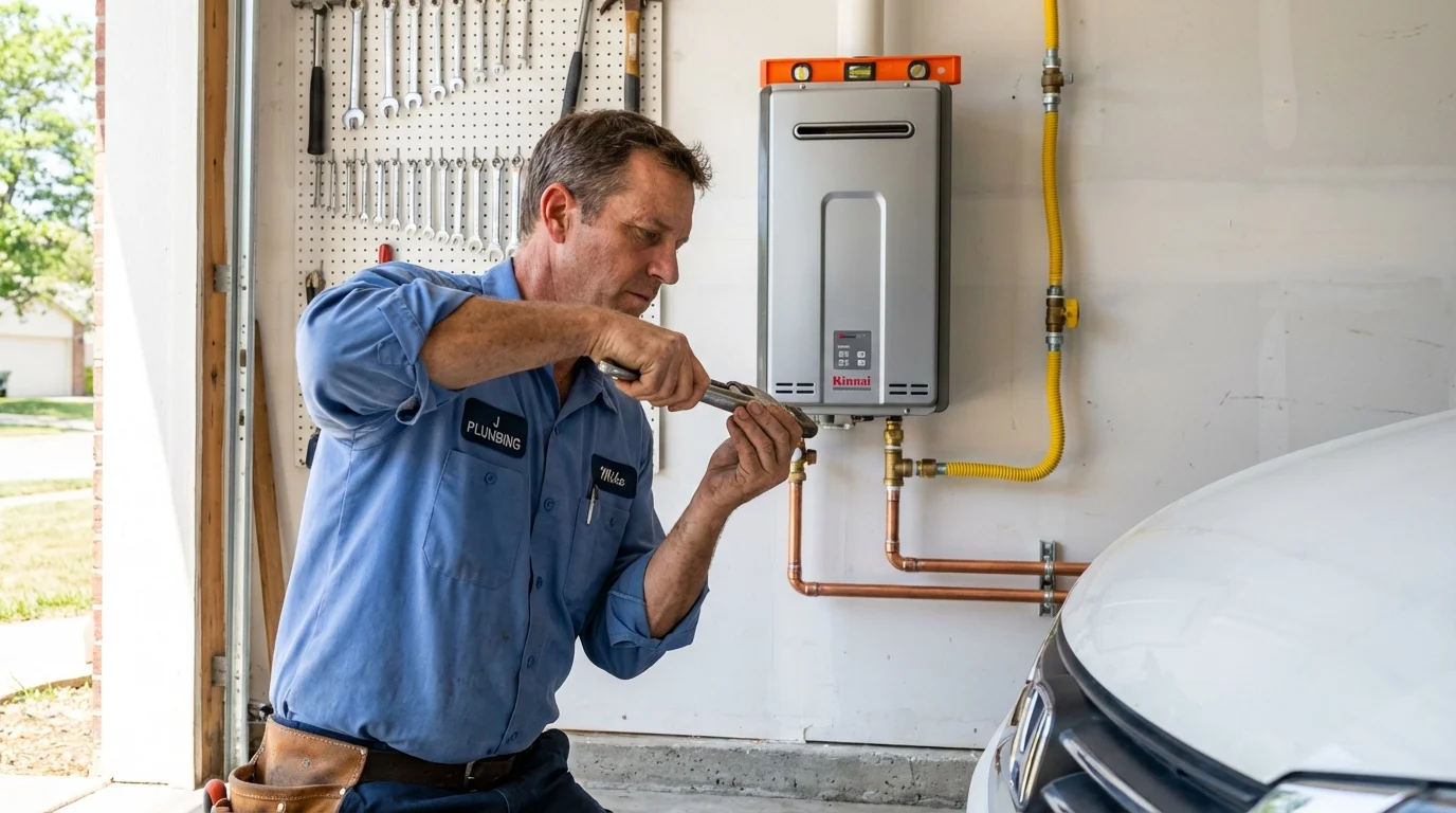 Tankless water heater installation by a Johns Plumbing LLC plumber in Gibsonville